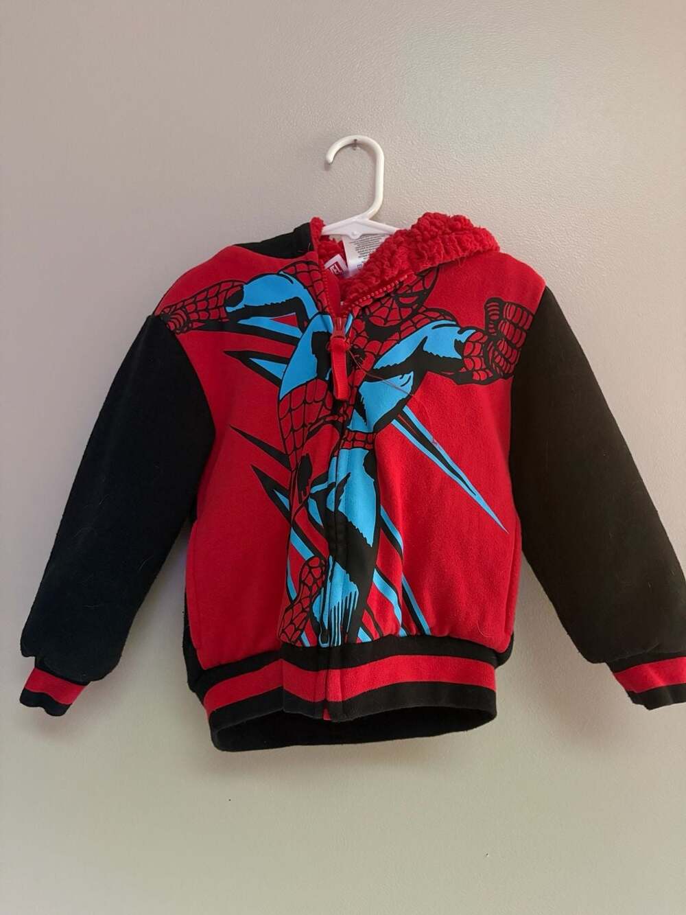 Marvel Spider-Man Sherpa Lined Zip-Up Boys Jacket Size 4T